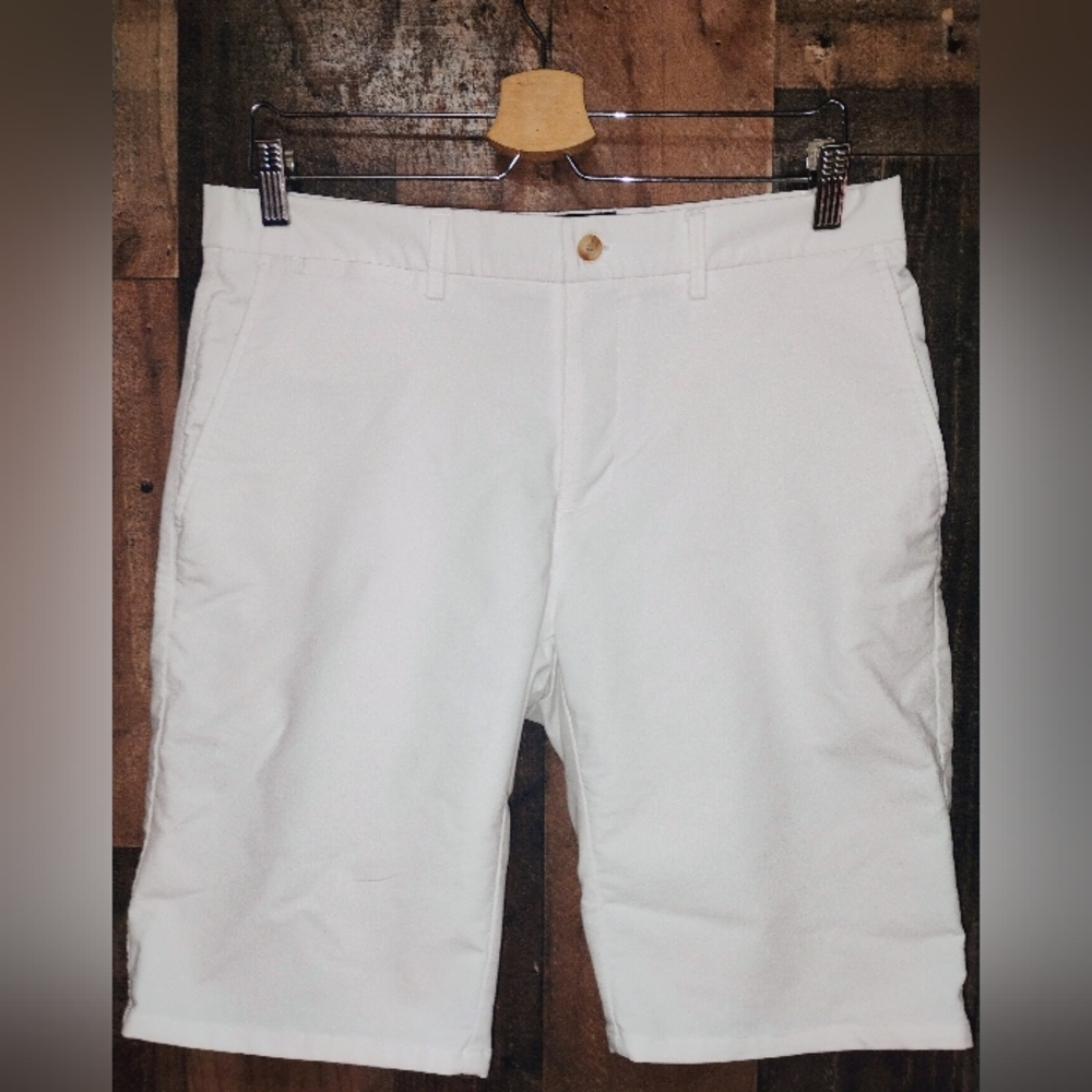 Tattersall London Classic White Men's Chino Shorts Size 34 Flat Front